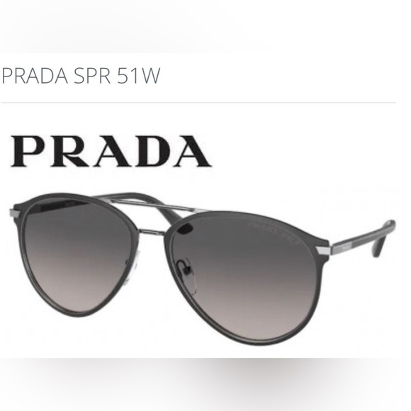 Prada PR51WS Pilot Sunglasses Prada Matte Black Grey Polarized Lens - Picture 7 of 17